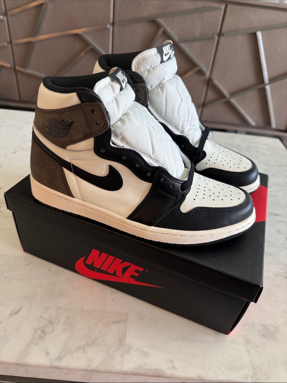 Nike Air Jordan 1 High Black White Taupe Men's Sneakers